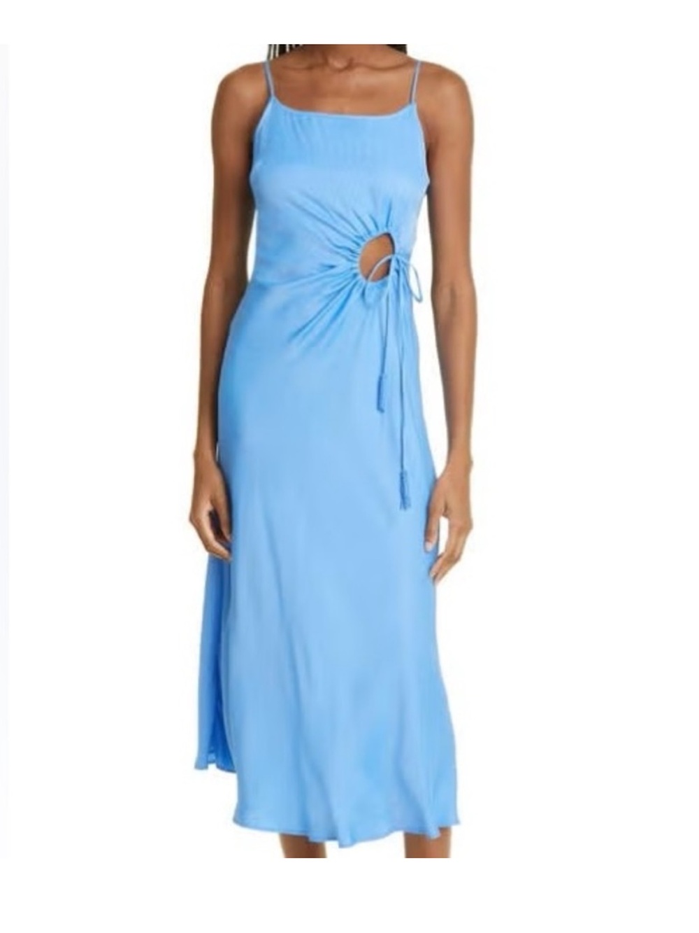 FARM Rio Sky-Blue Midi Dress with Side Ring Tie - Picture 1 of 3